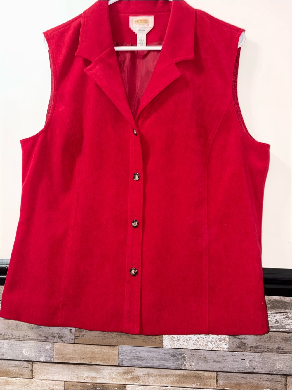 Talbots Stretch Button Front Red Vest Size  Large - Picture 2 of 6